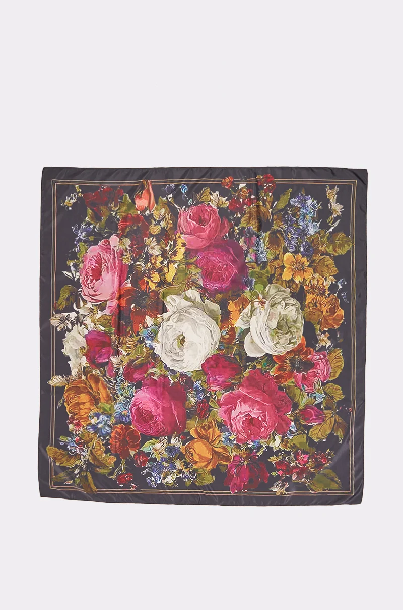 MIDNIGHT GARDEN SILK SCARF - Akira Wear
