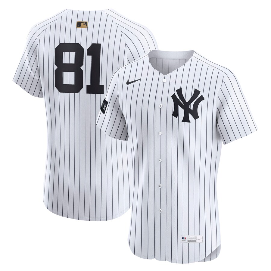 Men's New York Yankees Luis Gil Nike White Home Sponsor Patch MLB Awards Gold Batterman Elite Jersey - Jersey