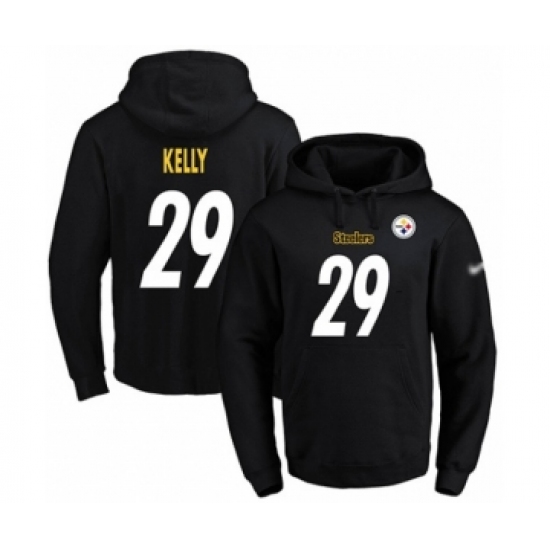 Football Men's Pittsburgh Steelers #29 Kam Kelly Black Name & Number Pullover Hoodie - Jersey