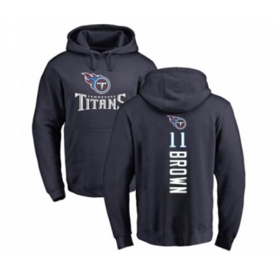 Football Tennessee Titans #11 A.J. Brown Navy Blue Backer Pullover Hoodie - Jersey