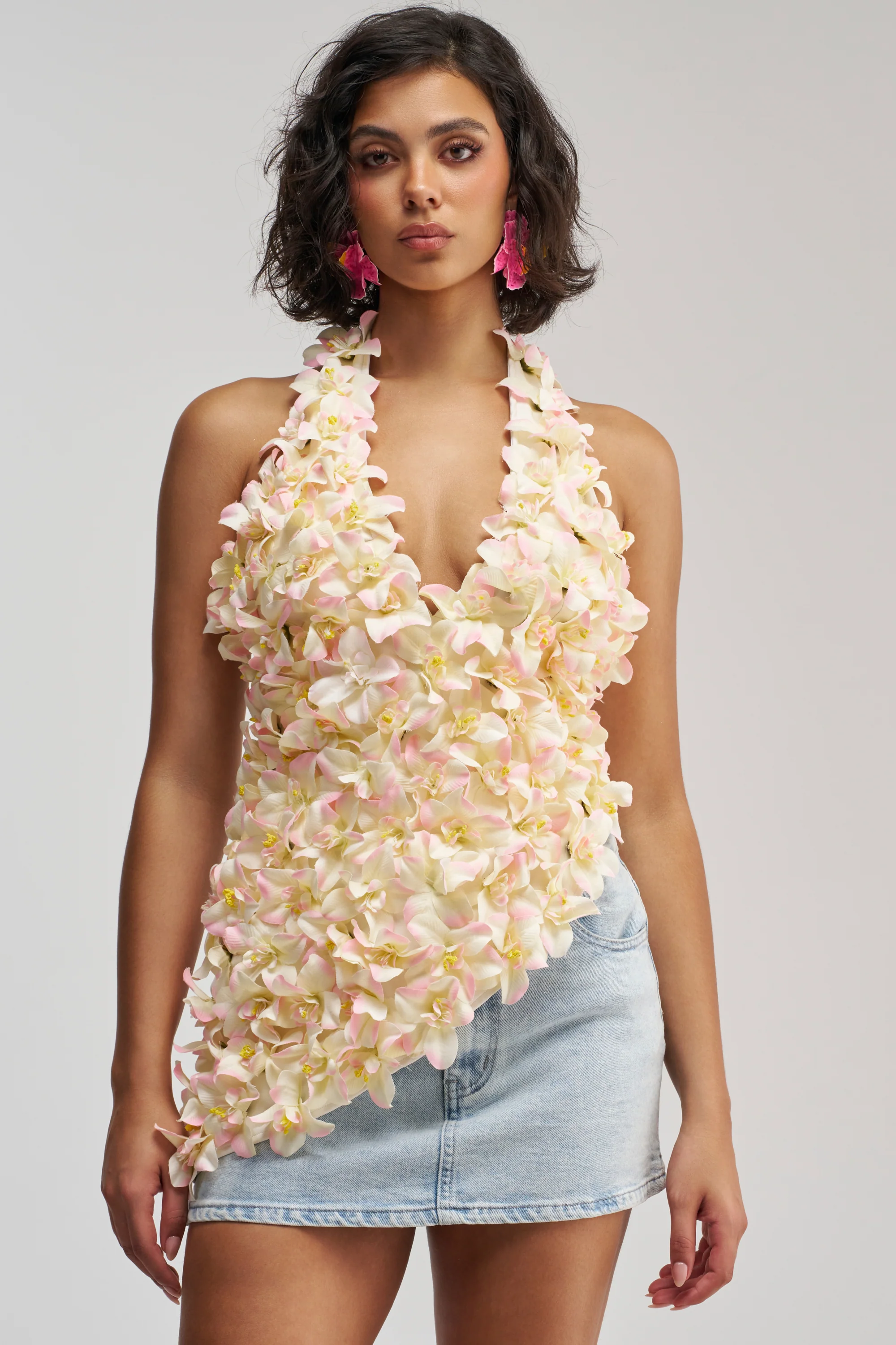 FLOWER POWER TOP IN WHITE MULTI - Akira Wear