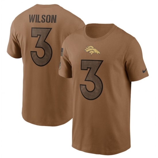Men's Denver Broncos #3 Russell Wilson 2023 Brown Salute To Service T Shirt - Jersey