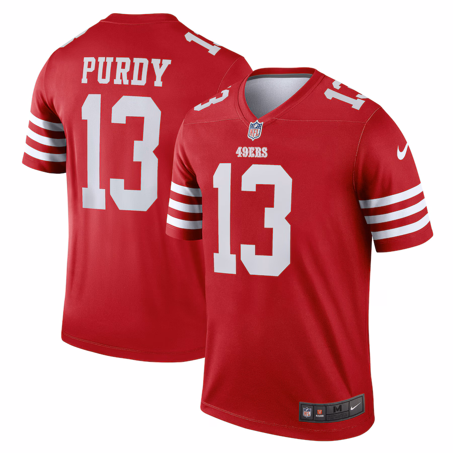 Men's San Francisco 49ers Brock Purdy Nike Scarlet Legend Player Performance Top - Jersey