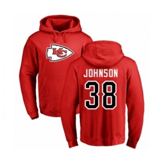 Football Kansas City Chiefs #38 Dontae Johnson Red Name & Number Logo Pullover Hoodie - Jersey