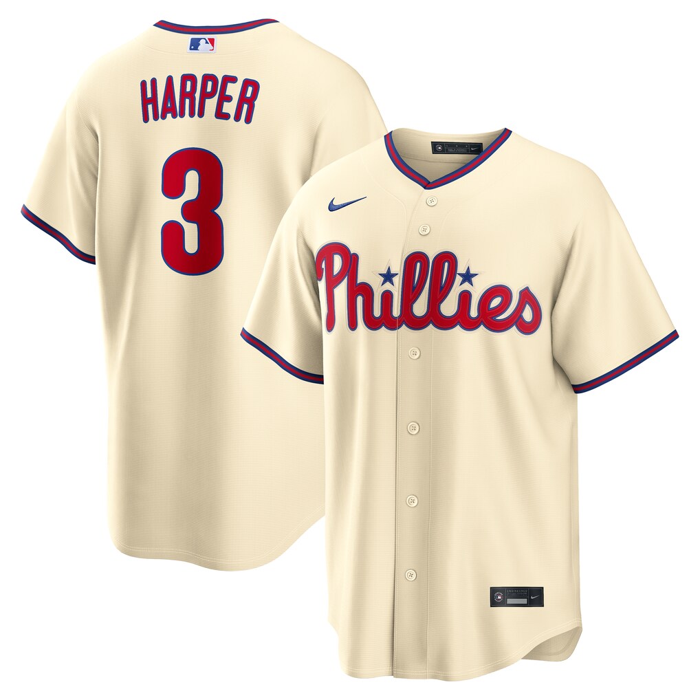 Men's Philadelphia Phillies Bryce Harper Nike Cream Alternate Replica Jersey - Jersey