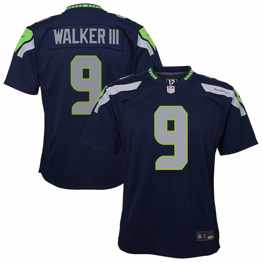 Youth Seattle Seahawks Kenneth Walker III Nike College Navy Team Game Jersey - Jersey