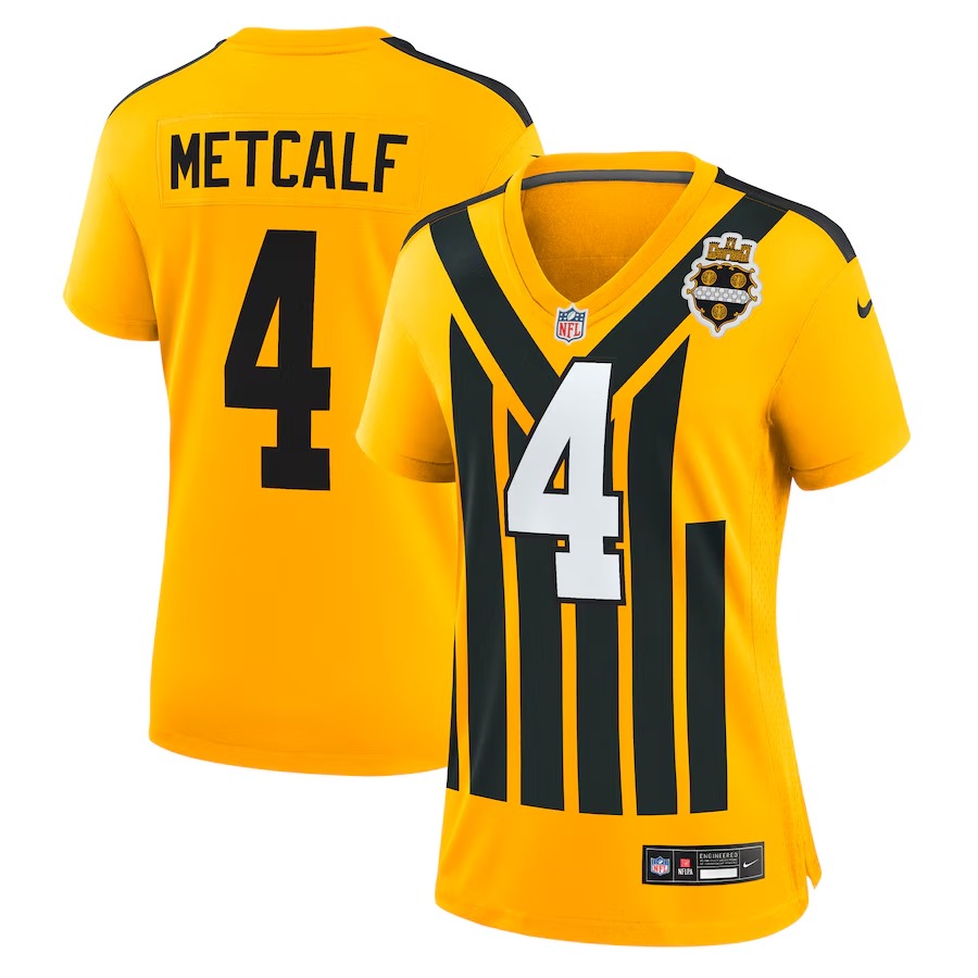 Women's Pittsburgh Steelers DK Metcalf Nike Gold Alternate 1933 Throwback Game Jersey - Jersey