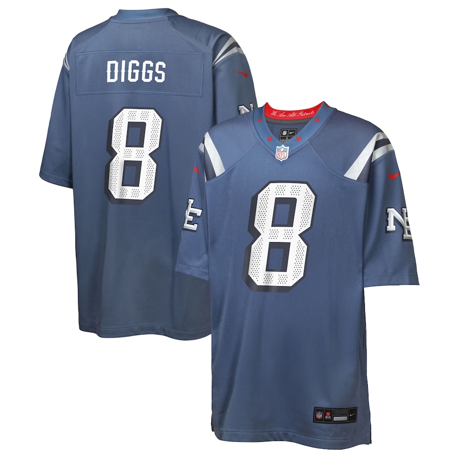 Youth New England Patriots Stefon Diggs Nike Storm Blue 2025 Rivalries Collection Game Jersey - Jersey
