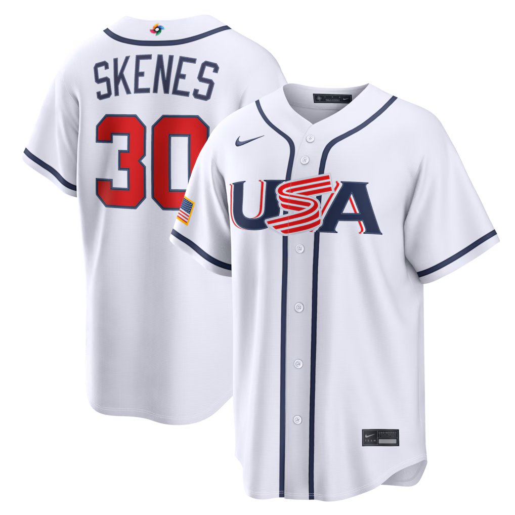 Men's USA Baseball Paul Skenes Nike White 2026 World Baseball Classic Home Stadium Jersey - Jersey