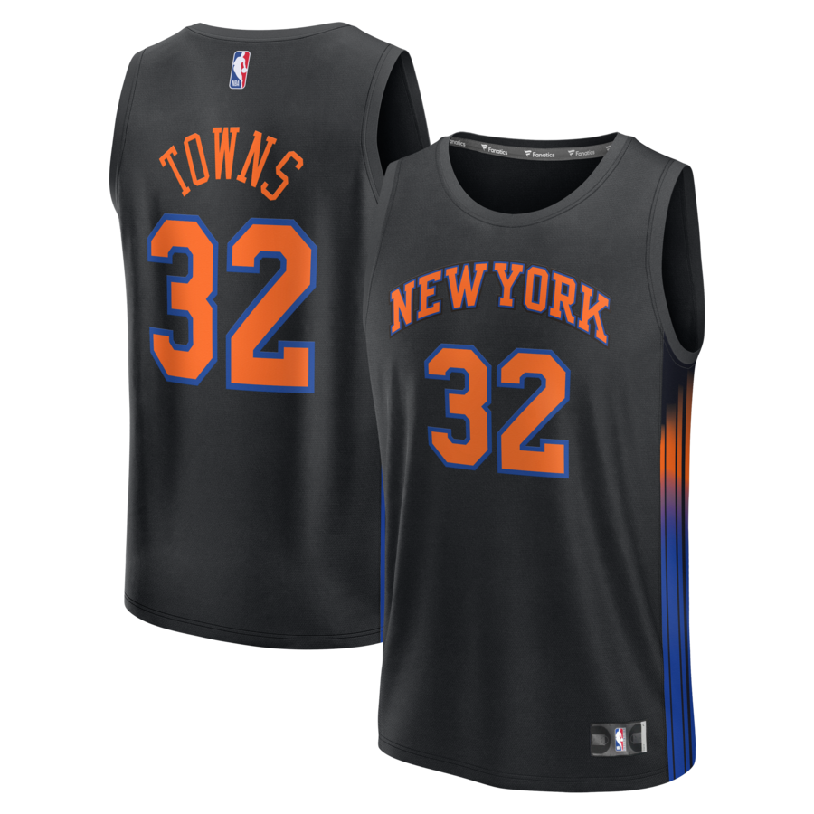 Youth New York Knicks Karl-Anthony Towns Fanatics Black Fast Break Jersey - Statement Edition - Jersey