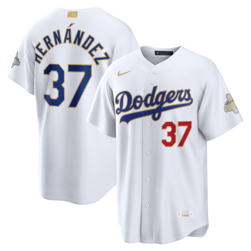 Men's Los Angeles Dodgers Teoscar Hernández Nike White 2026 Gold Collection Stadium Jersey - Jersey