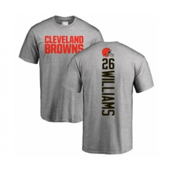 Football Cleveland Browns #26 Greedy Williams Ash Backer T-Shirt - Jersey