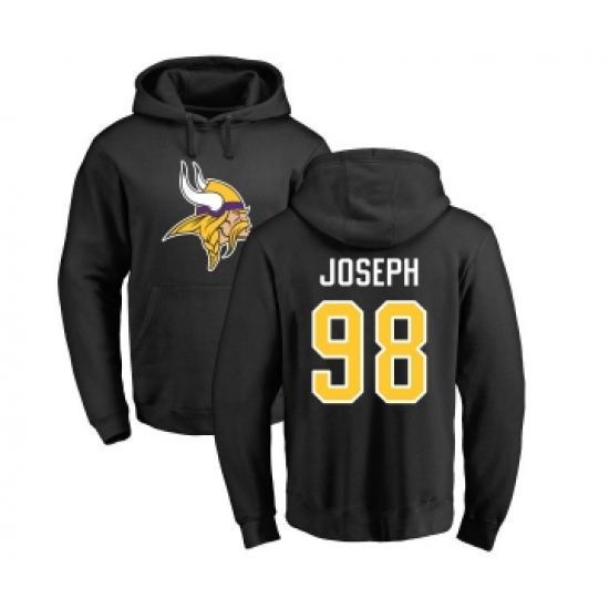 Football Minnesota Vikings #98 Linval Joseph Black Name & Number Logo Pullover Hoodie - Jersey