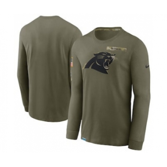 Men's Carolina Panthers Football Olive 2021 Salute To Service Performance Long Sleeve T-Shirt - Jersey