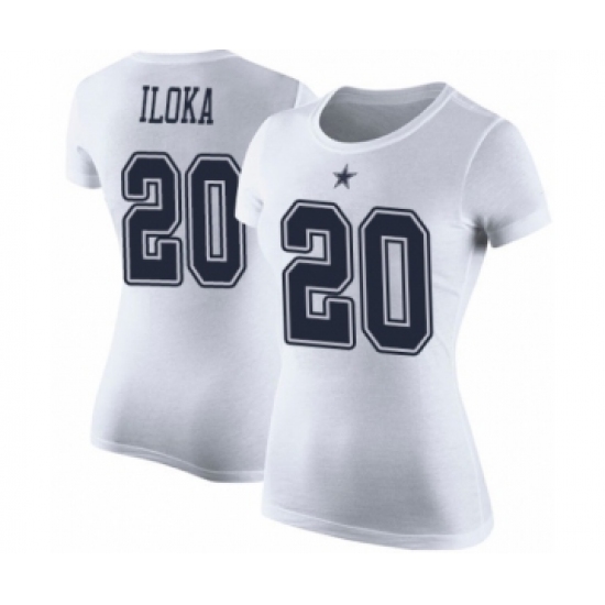 Football Women's Dallas Cowboys #20 George Iloka White Rush Pride Name & Number T-Shirt - Jersey
