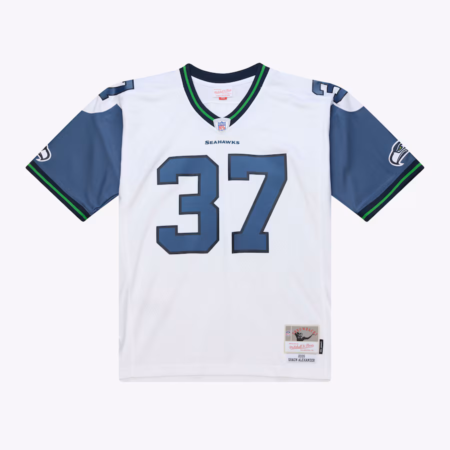 Men's Seattle Seahawks Shaun Alexander Mitchell & Ness White 2005 Legacy Throwback Replica Jersey - Jersey