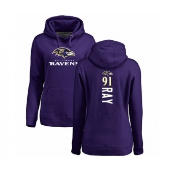 Football Women's Baltimore Ravens #91 Shane Ray Purple Backer Pullover Hoodie - Jersey