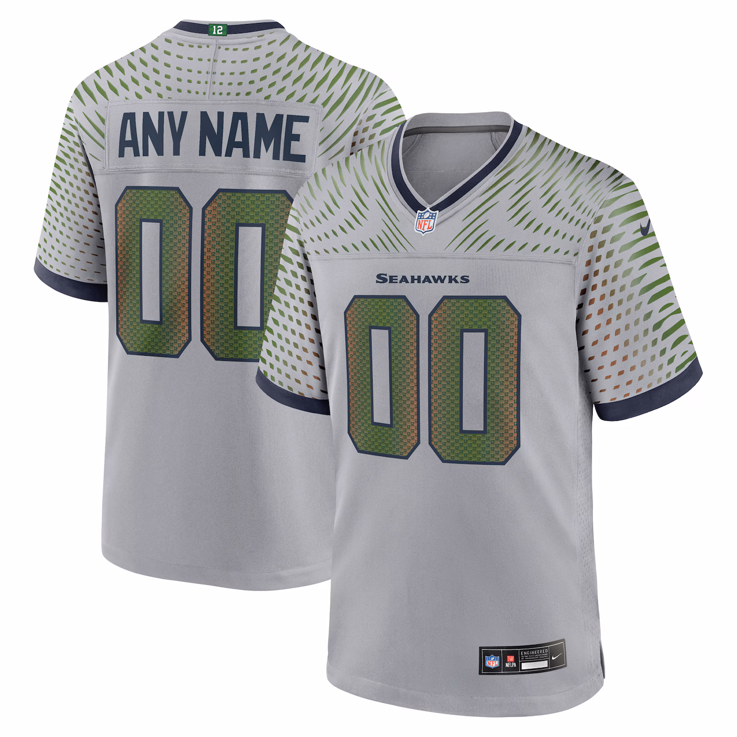 Men's Seattle Seahawks Nike Gray 2025 Rivalries Collection Custom Game Jersey - Jersey