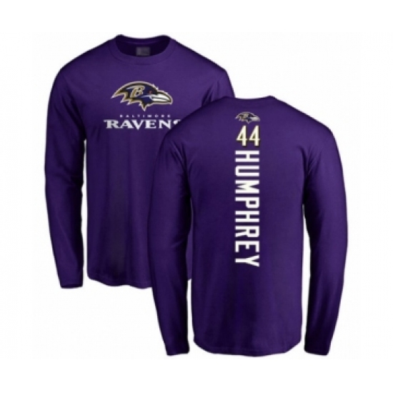 Football Baltimore Ravens #44 Marlon Humphrey Purple Backer Long Sleeve T-Shirt - Jersey