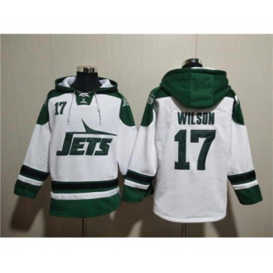 Men's New York Jets #17 Garrett Wilson White Ageless Must-Have Lace-Up Pullover Hoodie - Jersey