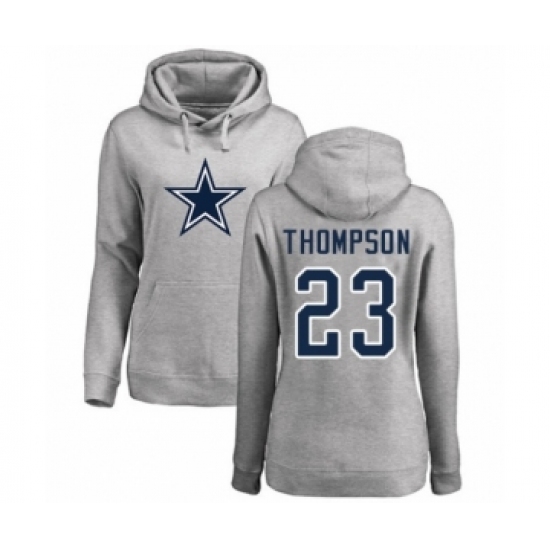 Football Women's Dallas Cowboys #23 Darian Thompson Ash Name & Number Logo Pullover Hoodie - Jersey