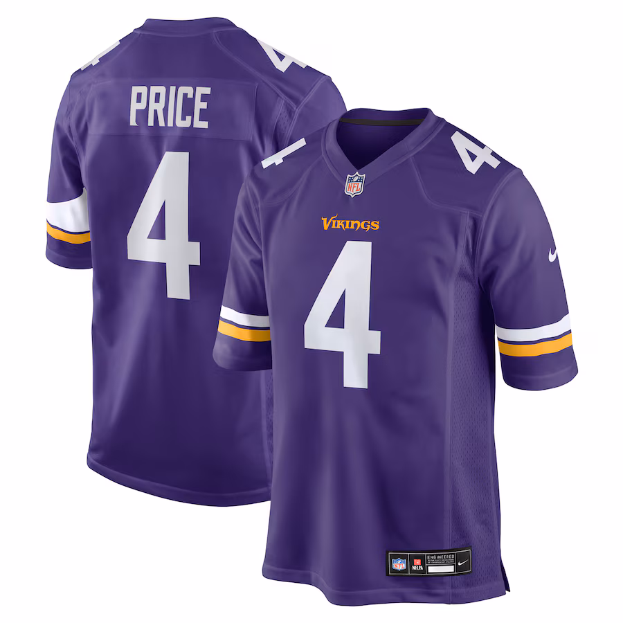 Men's Minnesota Vikings Myles Price Nike Purple Team Game Jersey - Jersey