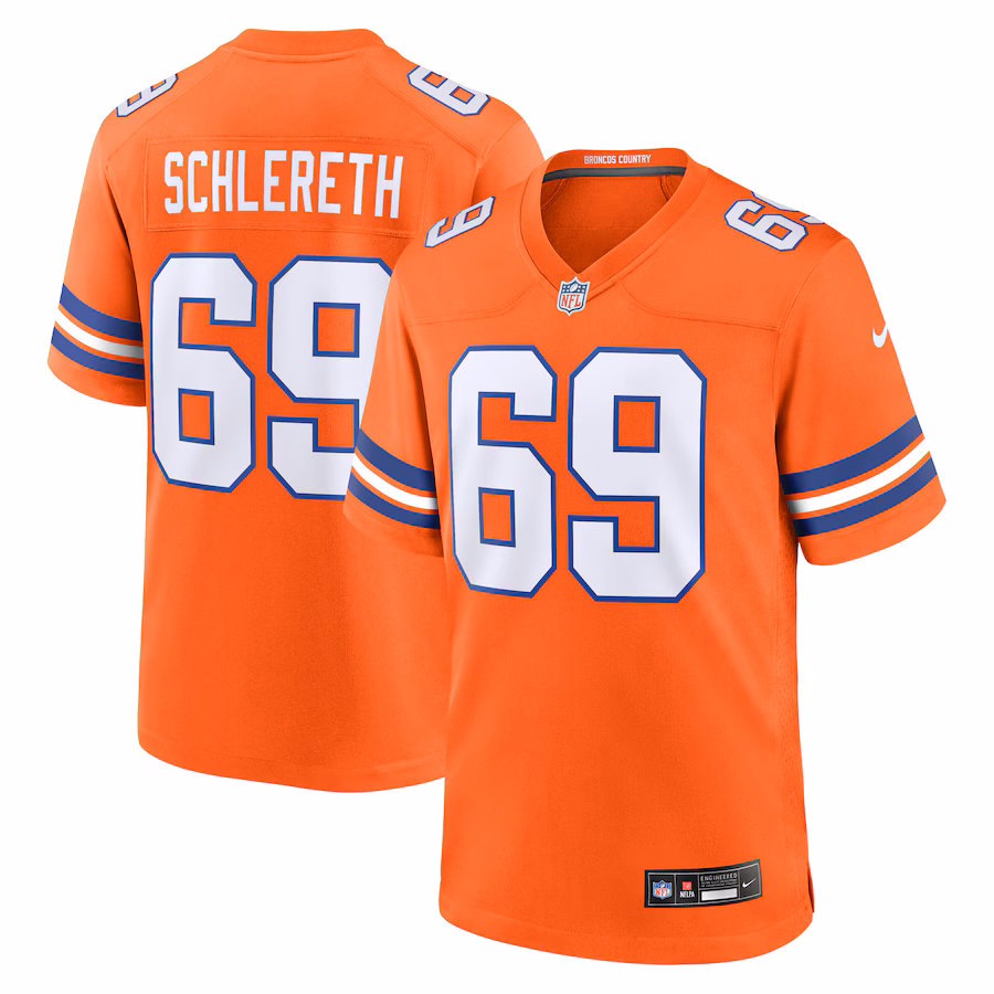 Men's Denver Broncos Mark Schlereth Nike Orange Retired Player Alternate Game Jersey - Jersey