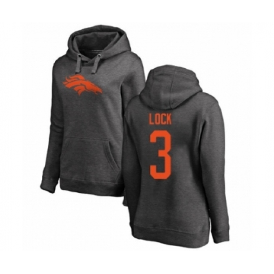Football Women's Denver Broncos #3 Drew Lock Ash One Color Pullover Hoodie - Jersey