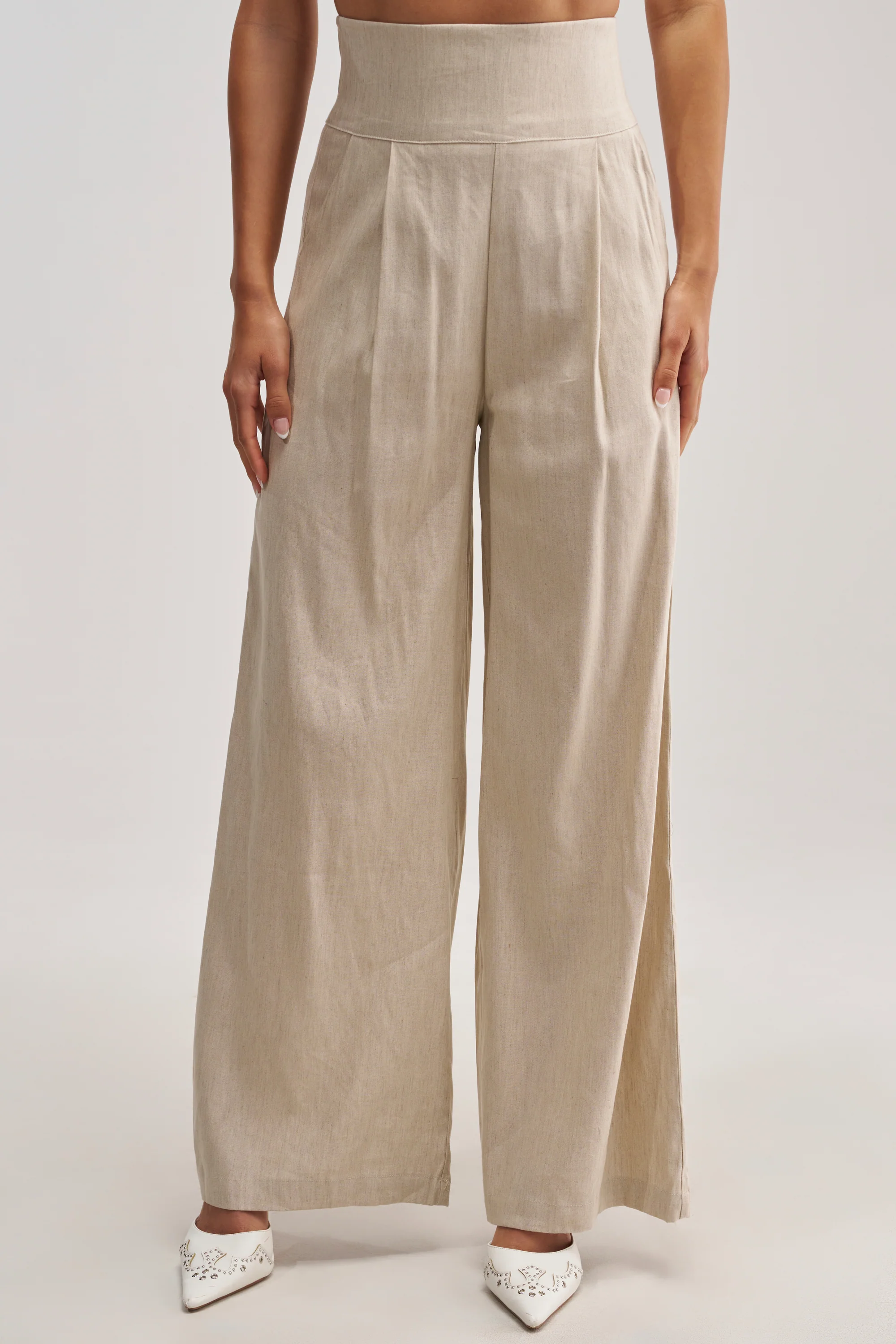 MASTERPIECE WIDE LEG PALAZZO PANT IN LINEN - Akira Wear