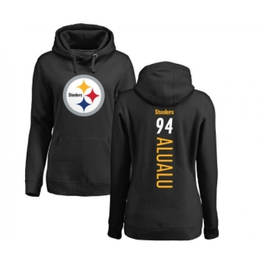 Football Women's Pittsburgh Steelers #94 Tyson Alualu Black Backer Pullover Hoodie - Jersey