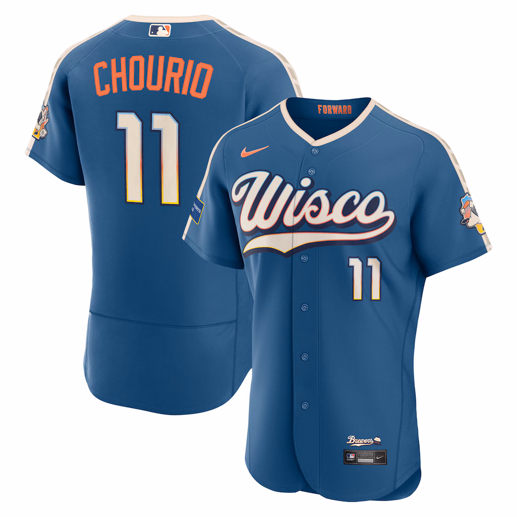 Men's Milwaukee Brewers Jackson Chourio Nike Mineral Blue 2026 City Connect Authentic Sponsor Patch Jersey - Jersey