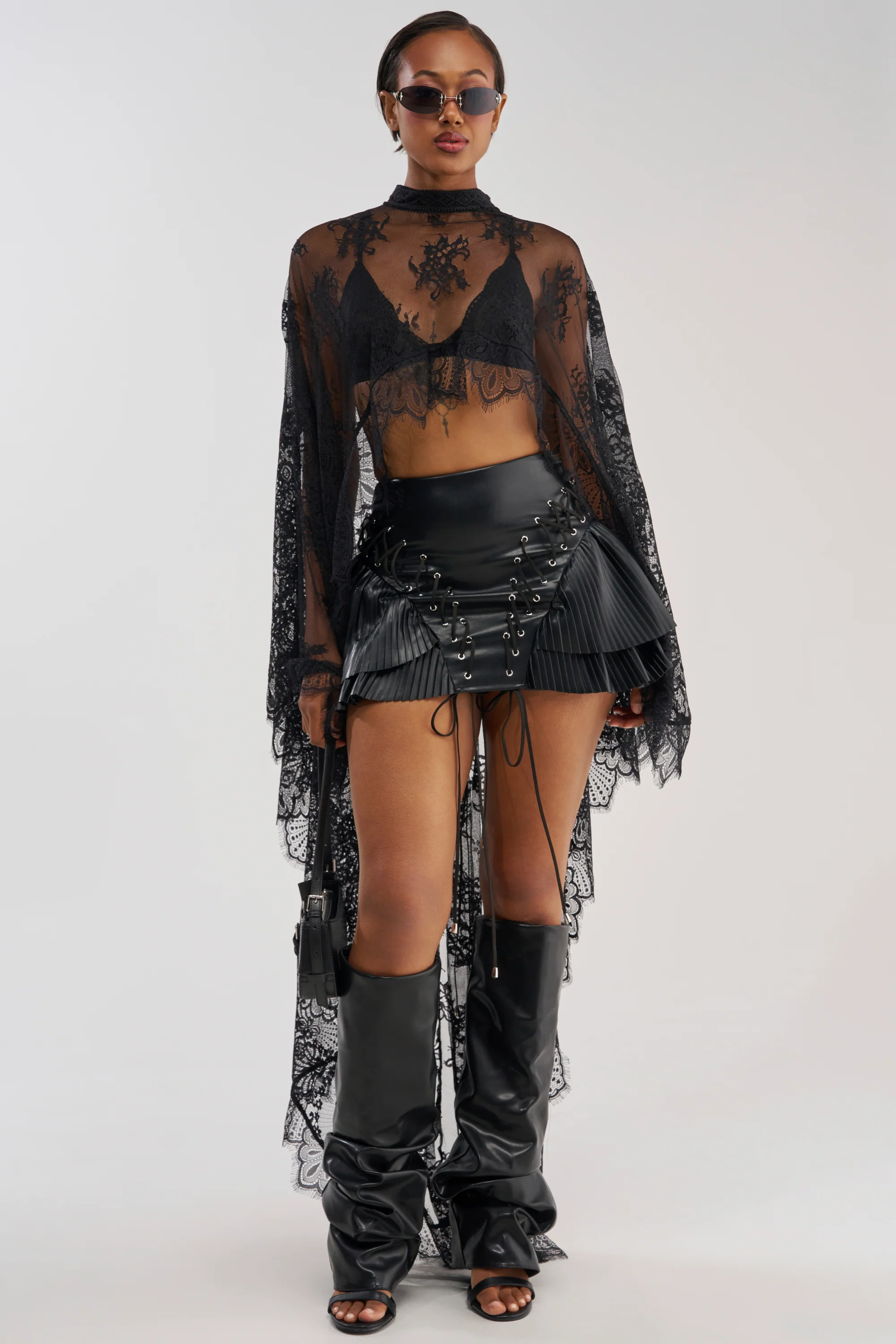 COME FIND ME FAUX LEATHER MINI SKIRT - Akira Wear