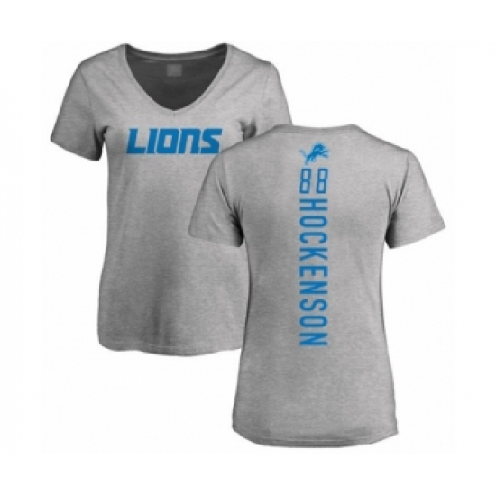 Football Women's Detroit Lions #88 T.J. Hockenson Ash Backer T-Shirt - Jersey