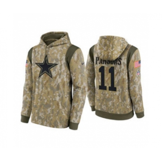 Men's Dallas Cowboys #11 Micah Parsons Camo 2021 Salute To Service Therma Performance Pullover Football Hoodie - Jersey