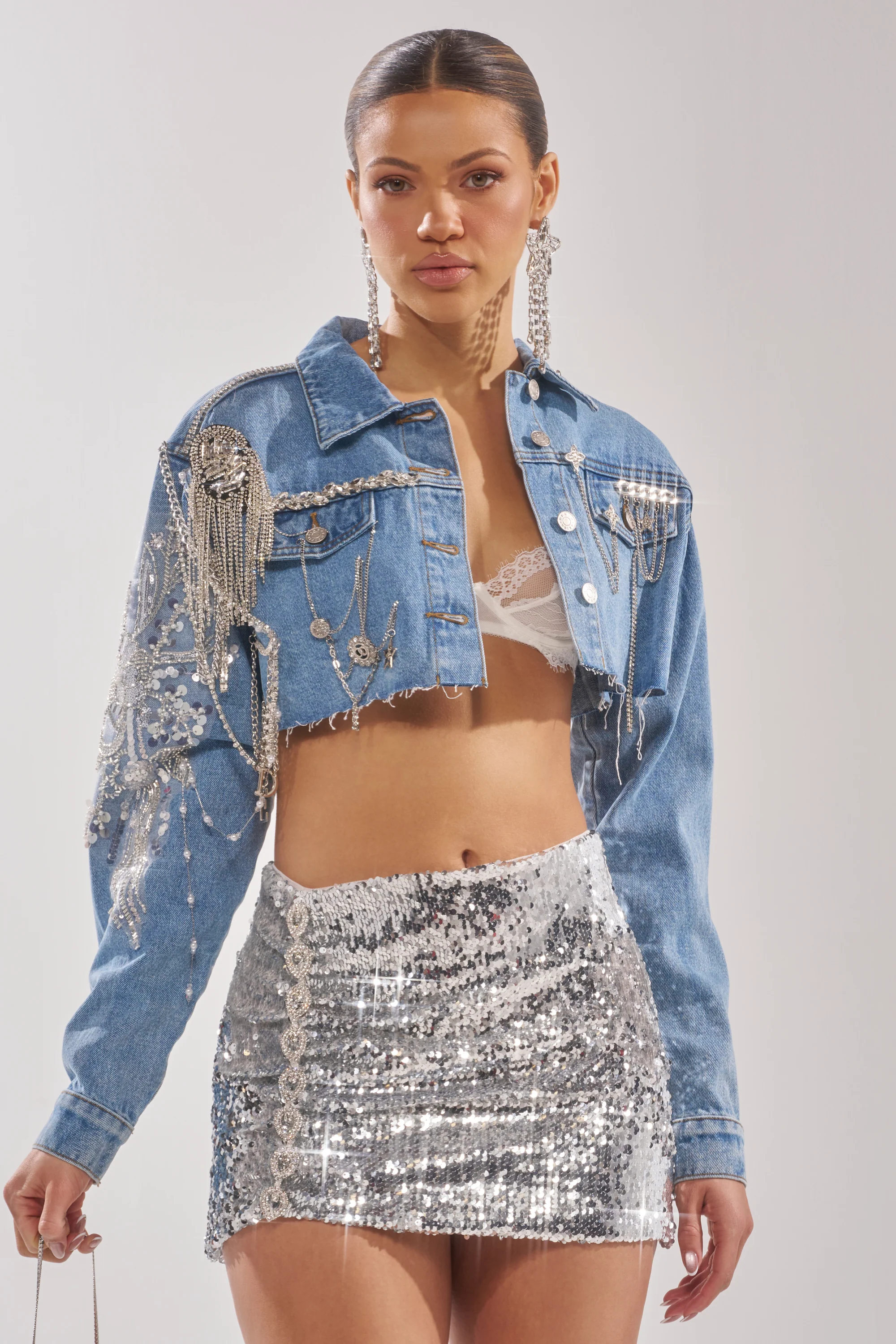 PIPER EMBELLISHED DENIM JACKET - Akira Wear