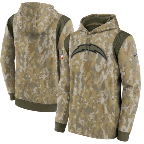 Men's Los Angeles Chargers Nike Camo 2021 Salute To Service Therma Performance Pullover Hoodie - Jersey