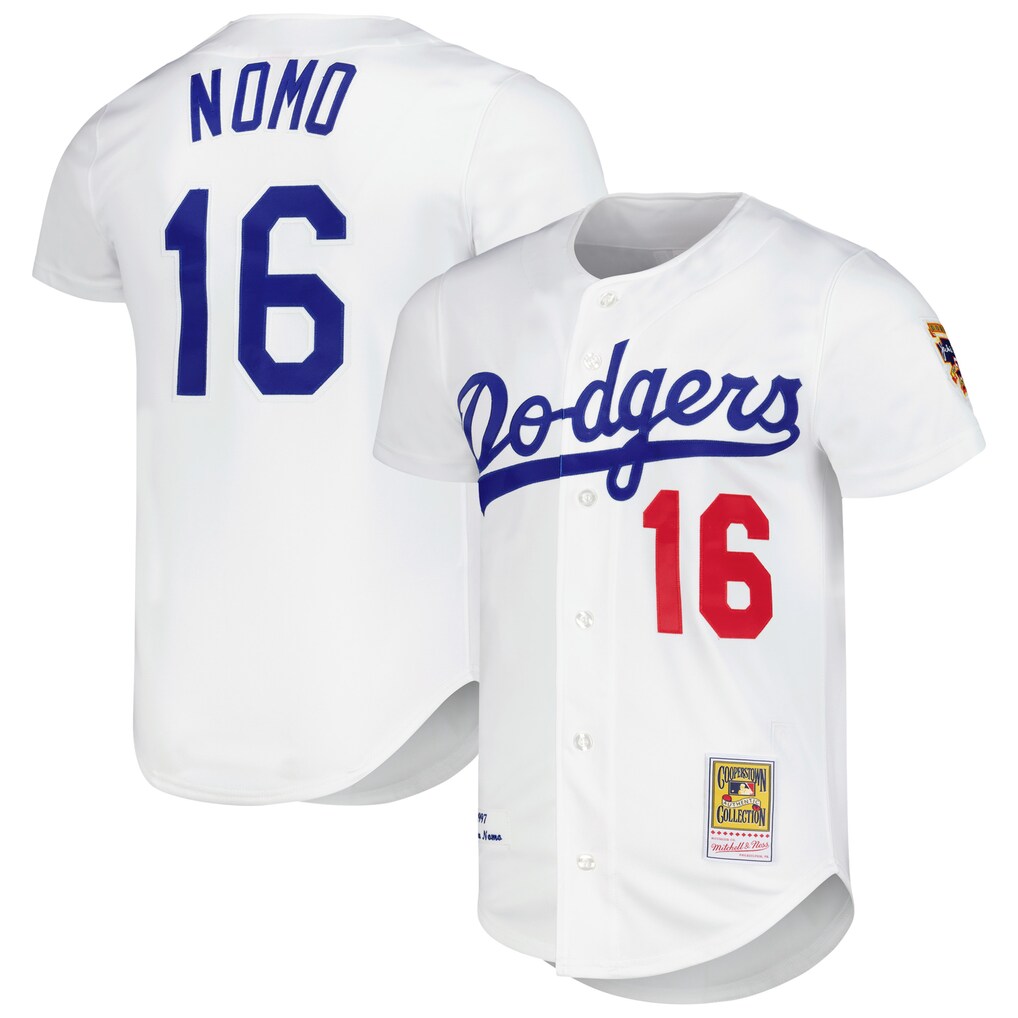 Men's Los Angeles Dodgers Hideo Nomo Mitchell & Ness White Cooperstown Collection Authentic Jersey - Jersey