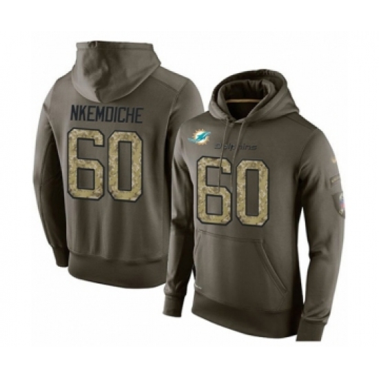 Football Miami Dolphins #60 Robert Nkemdiche Green Salute To Service Men's Pullover Hoodie - Jersey