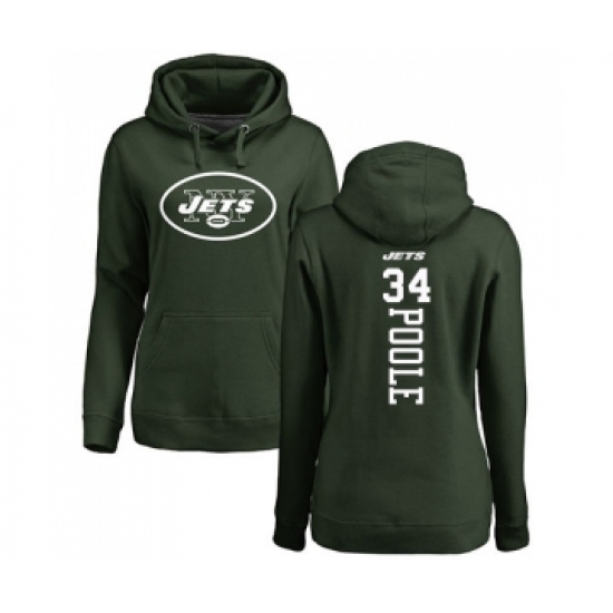 Football Women's New York Jets #34 Brian Poole Green Backer Pullover Hoodie - Jersey