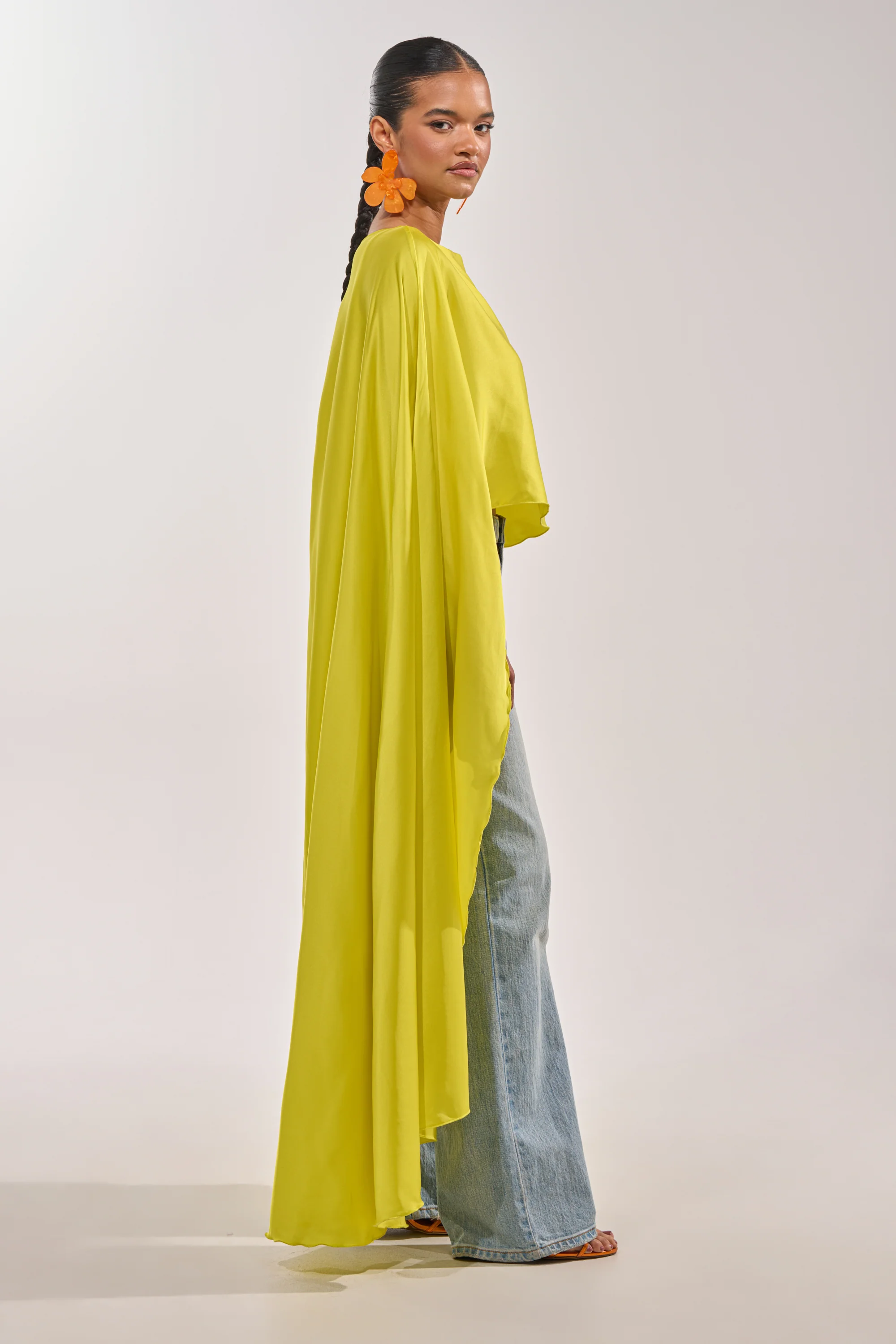 SO CHIC CAPE BLOUSE IN YELLOW - Akira Wear