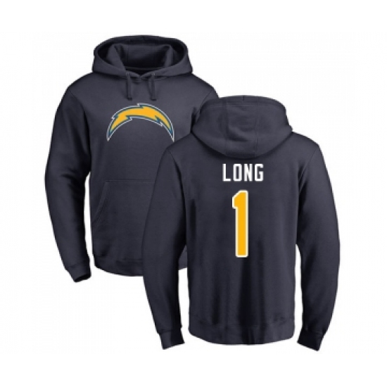 Football Los Angeles Chargers #1 Ty Long Navy Blue Name & Number Logo Pullover Hoodie - Jersey