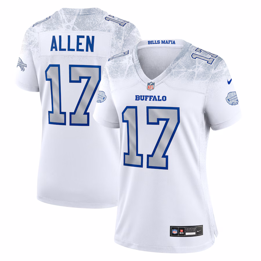 Women's Buffalo Bills Josh Allen Nike White 2025 Rivalries Collection Game Jersey - Jersey