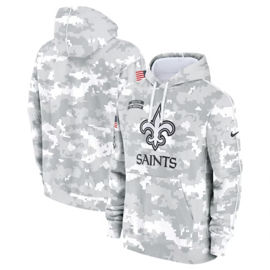 Men's New Orleans Saints 2024 Arctic Camo Salute To Service Club Fleece Pullover Hoodie - Jersey