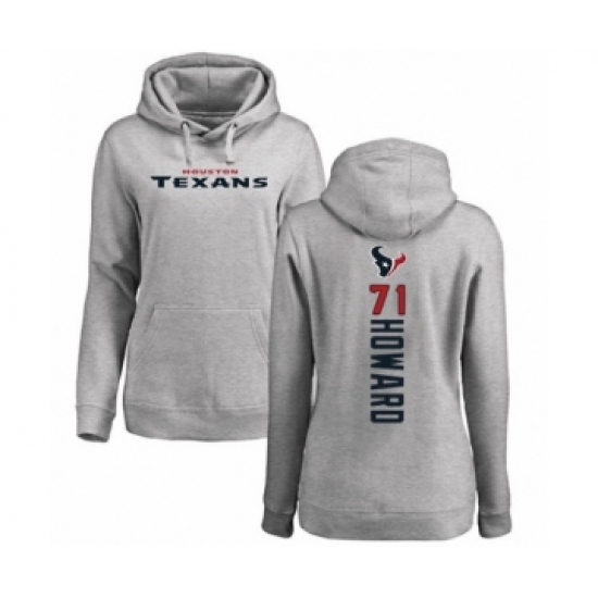 Football Women's Houston Texans #71 Tytus Howard Ash Backer Pullover Hoodie - Jersey