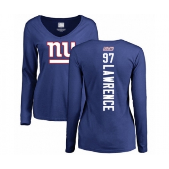 Football Women's New York Giants #97 Dexter Lawrence Royal Blue Backer Long Sleeve T-Shirt - Jersey