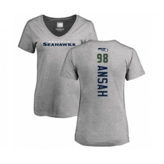 Football Women's Seattle Seahawks #98 Ezekiel Ansah Ash Backer T-Shirt - Jersey