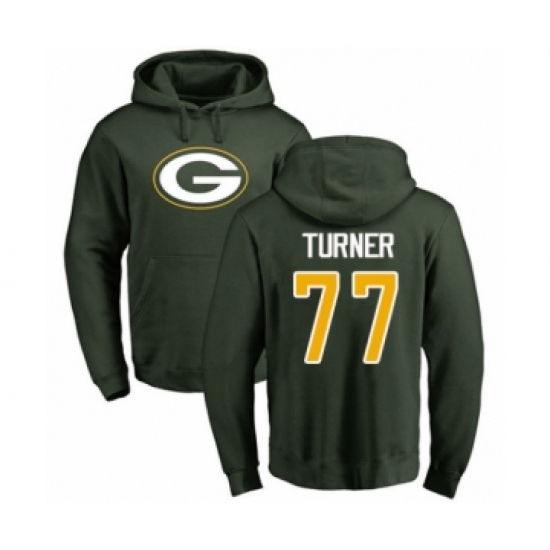 Football Green Bay Packers #77 Billy Turner Green Name & Number Logo Pullover Hoodie - Jersey