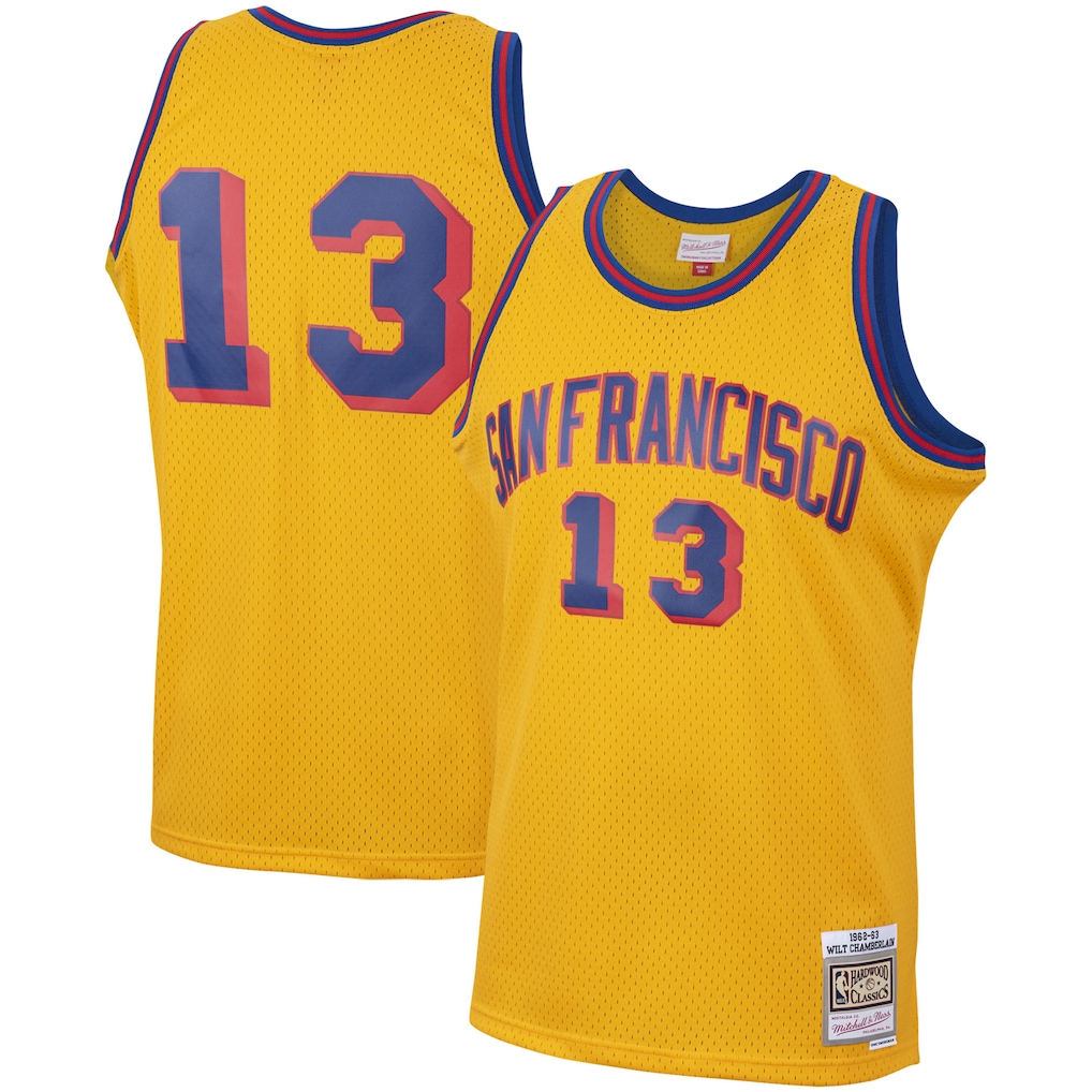 Men's San Francisco Warriors Wilt Chamberlain Mitchell & Ness Gold 1962/63 Hardwood Classics Swingman Jersey - Jersey