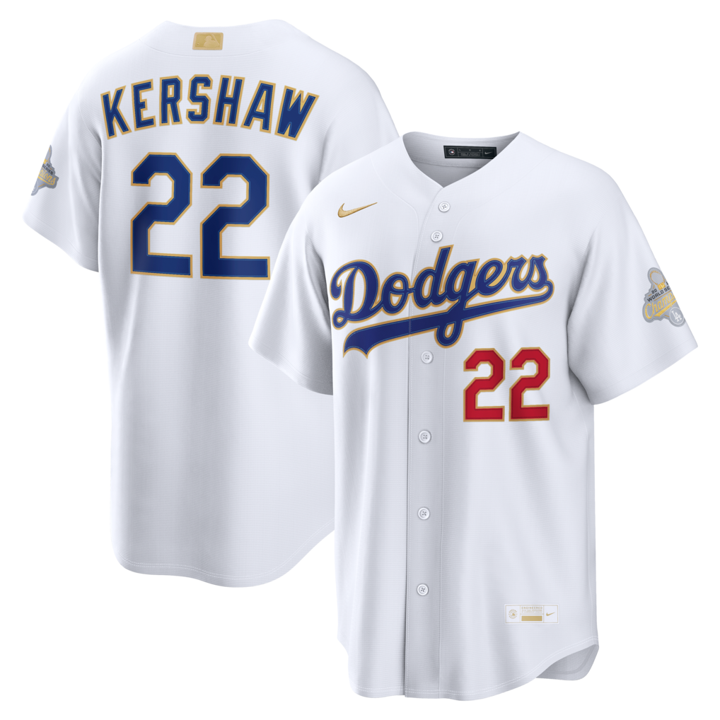 Men's Los Angeles Dodgers Clayton Kershaw Nike White 2026 Gold Collection Stadium Jersey - Jersey