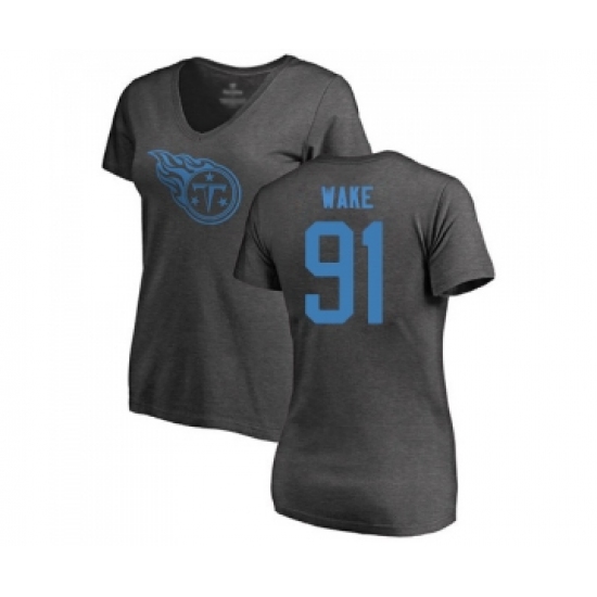 Football Women's Tennessee Titans #91 Cameron Wake Ash One Color T-Shirt - Jersey